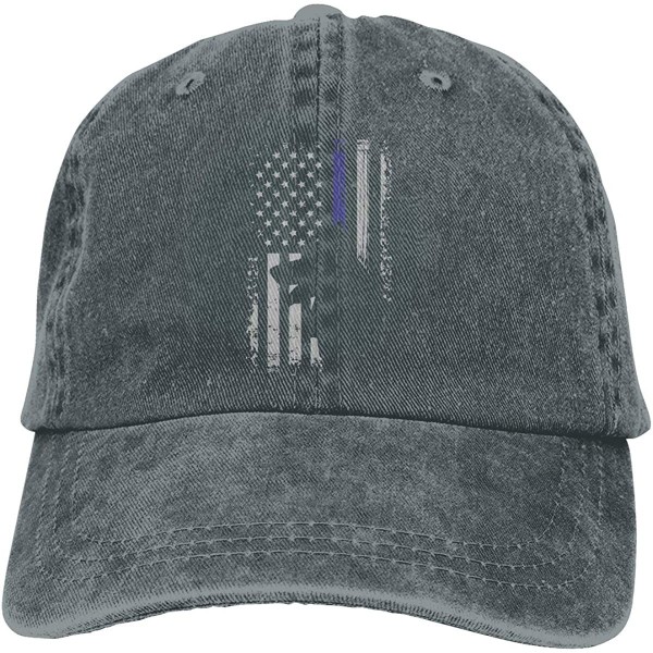 Baseball Caps Unisex Thin Blue Line Flag K9 German Shepherd Police Dog Dyed Washed Denim Cotton Baseball Cap Hat Black - CP18...