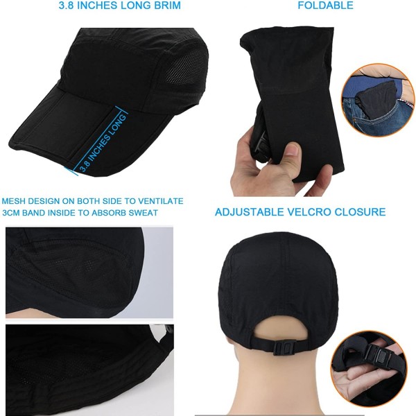 Outdoor Quick Dry Baseball Cap Foldable Upf 50 With Long Bill Portable