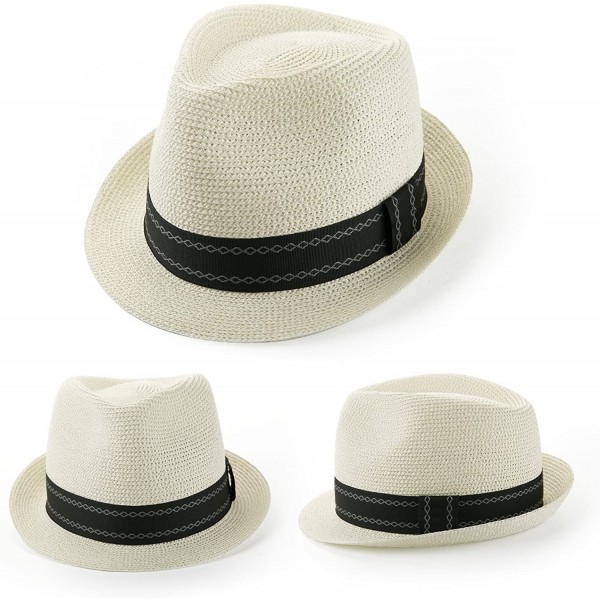 Unisex Fedora Straw Sun Hat Paper Summer Short Brim Beach Jazz Cap ...