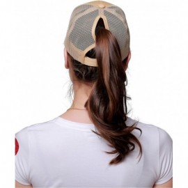 Baseball Caps Ponytail Messy Buns Trucker Ponycaps Plain Baseball Visor Cap Dad Hat - Khaki - C618DAK2ODI $8.35