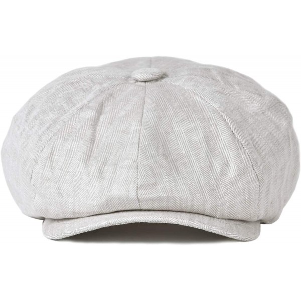 Men's Linen Newsboy Cap Herringbone Breathable Summer Hat - Light Grey ...