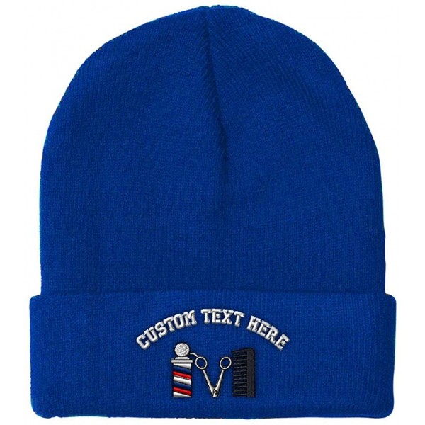 Skullies & Beanies Custom Beanie for Men & Women Barber Logo Embroidery Acrylic Skull Cap Hat - Royal Blue - CB18ZS3T8DN $20.70