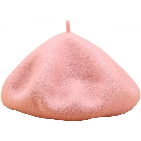 Berets Women's Retro British-Style Solid Color Beret - Light Pink - C818WYQU286 $13.86