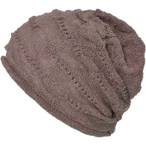 Skullies & Beanies Mens Summer Cotton Beanie Hat - Slouchy Womens Cooling Light Weight Japan Cap - Brown - CG12E2F5YWT $18.12