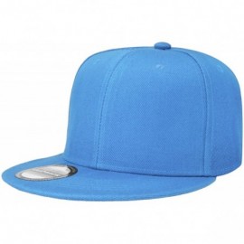 Baseball Caps Classic Snapback Hat Cap Hip Hop Style Flat Bill Blank Solid Color Adjustable Size - 2pcs Black & Skyblue - C11...