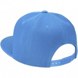 Baseball Caps Classic Snapback Hat Cap Hip Hop Style Flat Bill Blank Solid Color Adjustable Size - 2pcs Black & Skyblue - C11...