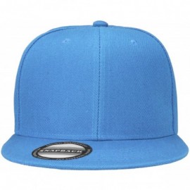 Baseball Caps Classic Snapback Hat Cap Hip Hop Style Flat Bill Blank Solid Color Adjustable Size - 2pcs Black & Skyblue - C11...