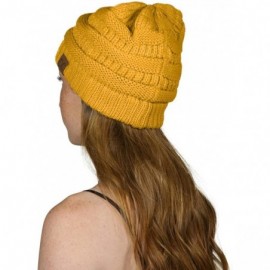 Skullies & Beanies Knit Soft Stretch Beanie Cap - Mustard - CY12OCG6KOD $13.18