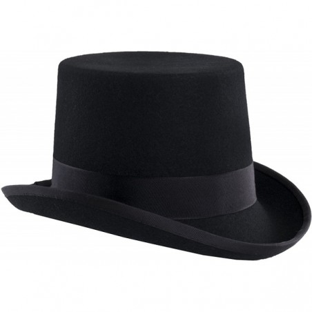 Satin Lined Wool Top Hat with Grosgrain Ribbon and Removable Feather ...