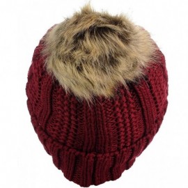 Skullies & Beanies Women's Winter Pom Pom Beanie Ski Knitted Hat in Fall Winter - Red - CH18L9DK7CX $9.23