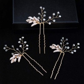 Headbands Wedding Hair Pins Bridal Headpiece Leaf Bridal Decoration(Pack of 3) (HP61-Golden) - Hp61-golden - CM1860G2GLR $8.31