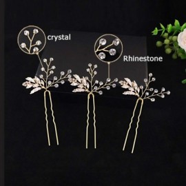 Headbands Wedding Hair Pins Bridal Headpiece Leaf Bridal Decoration(Pack of 3) (HP61-Golden) - Hp61-golden - CM1860G2GLR $8.31