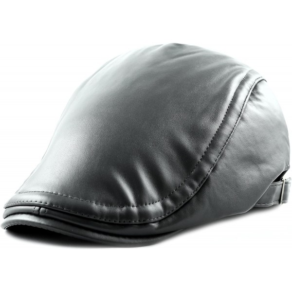 Newsboy Caps Soft Faux Leather Flat Ivy Gatsby Newsboy Driving Hat Cap - Grey - CJ128JZBO09 $9.14