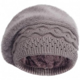 Berets Women's Solid Knit Furry French Beret - Fall Winter Fleece Lined Paris Artist Cap Beanie Hat - A-tan - CY18QI5YZQM $9.04