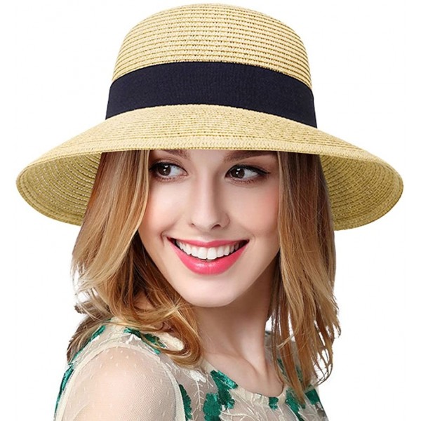 Women's Lightweight Foldable/Packable Beach Sun Hat w/Decorative Bow ...
