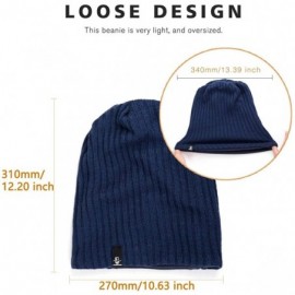 Skullies & Beanies Mens Slouchy Beanie Oversized Long Knit Hat Summer Winter Cap - Navy - CW18Y9UQD0U $8.18