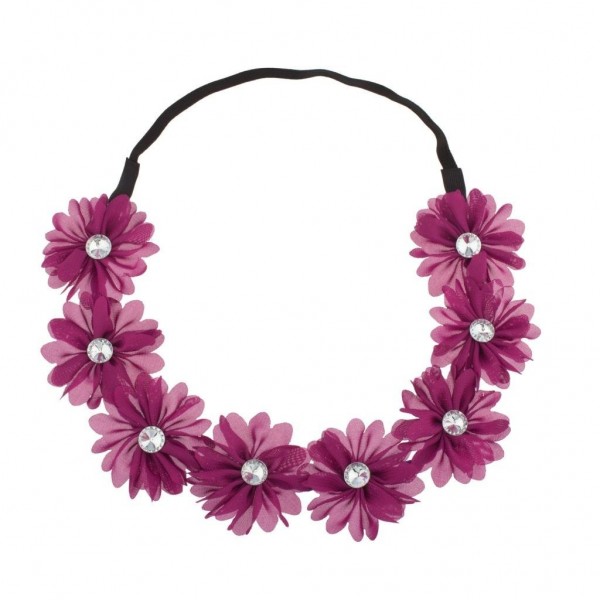 Headbands Stretch Fit Floral Headband Head Crown Flower Crown Head Piece Purple Magenta - Magenta - C911QDAHJPL $12.97