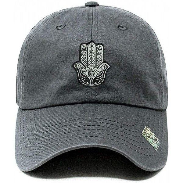 Baseball Caps Hamsa Dad Hat Cotton Baseball Cap Polo Style Low Profile - Charcoal - CG188CNHYM5 $13.83