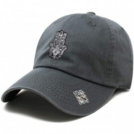 Baseball Caps Hamsa Dad Hat Cotton Baseball Cap Polo Style Low Profile - Charcoal - CG188CNHYM5 $13.83