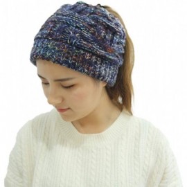 Skullies & Beanies Ponytail Messy Bun BeanieTail Women's Beanie Solid Ribbed Hat Cap - Beige&blue&gray - CX18A8EXNAG $17.28