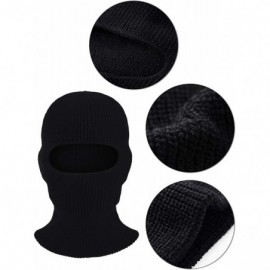 Balaclavas 2 Pieces 1-Hole Ski Mask Knitted Face Cover Winter Balaclava Full Face Mask for Winter Outdoor Sports - Black - CG...