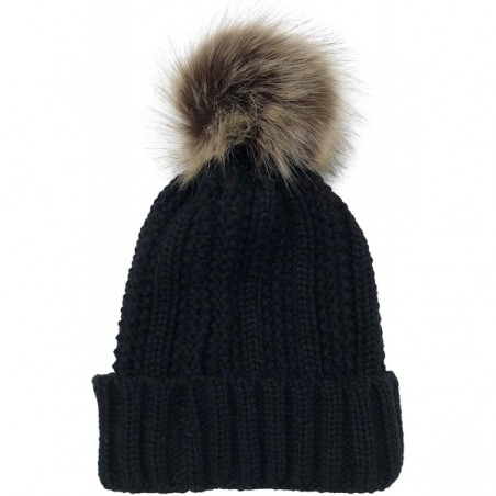 Womens Winter Knit Slouchy Beanie Hat Warm Skull Ski Cap Faux Fur ...