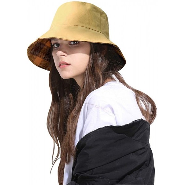 Plaid Tartan Bucket Hats for Women Vintage Rollable Fisherman Sun Cap ...