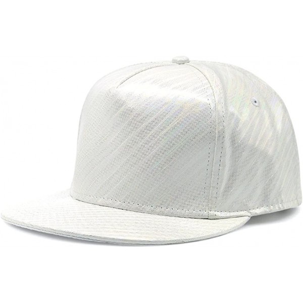 Baseball Caps Holographic Cap Rainbow Reflective Glossy Snapback FFH257BLK - Striped Holographic White Ffh383wht - CN186NK53G...