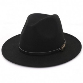 Unisex Plain Belt Buckle Decorated Australia Wool Felt Jazz Fedora Hat ...