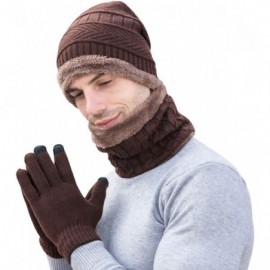 Skullies & Beanies Winter Hat Scarf Gloves Set Skull Cap Neck Warmer and Touch Screen Gloves - Coffee - CI18AI46TY8 $14.99