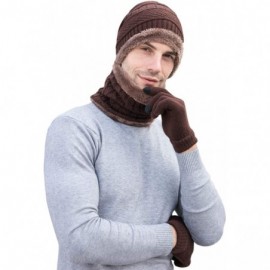 Skullies & Beanies Winter Hat Scarf Gloves Set Skull Cap Neck Warmer and Touch Screen Gloves - Coffee - CI18AI46TY8 $14.99