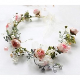 Headbands Adjustable Flower Headband Floral Garland Crown Halo Headpiece Boho with Ribbon Wedding Festival Party - 5 - CD18NE...