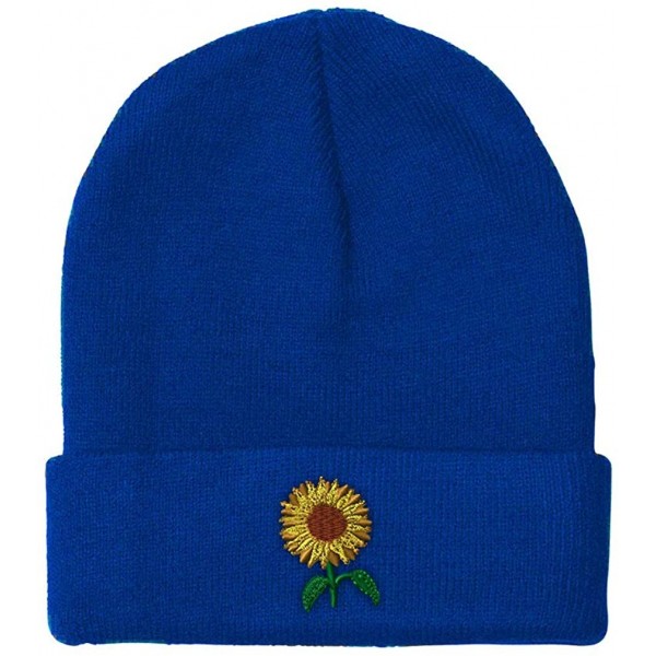 Skullies & Beanies Custom Beanie for Men & Women Sunflower A Embroidery Acrylic Skull Cap Hat - Royal Blue - CJ18ZS26C2Y $18.27