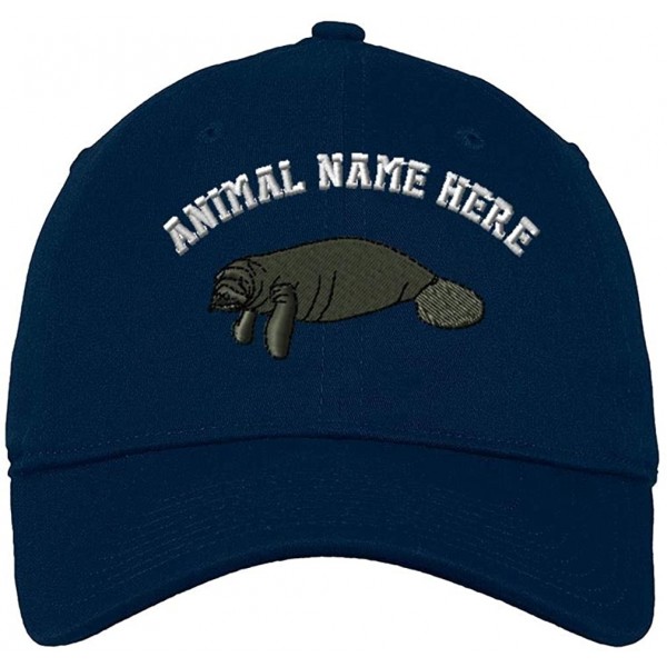 Baseball Caps Custom Low Profile Soft Hat Manatee Embroidery Animal Name Cotton Dad Hat - Navy - C918OIXXXO4 $25.04