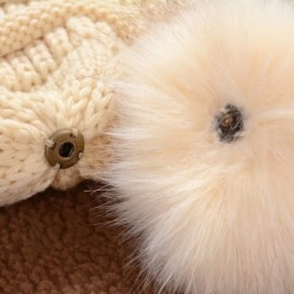 Skullies & Beanies Women Winter Knit Cable Hat Chunky Snow Cuff Cap with Faux Fur Pom Pom Beanie Hats - 03- Dark Grey - CG18U...