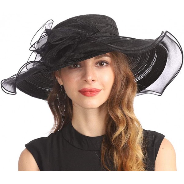 Women Organza Kentucky Derby Church Dress Cloche Hat Fascinator Floral ...