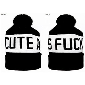 Skullies & Beanies Men's Bobble Winter Warm Beanie Hat Embroidery Logo Pompon Fashion Hat One Size Cute As Fuck (Bobble) - CE...