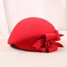 Berets Womens Beret French Beret Retro Large Flower Hat Beanie Cap for Ladies - Red - CA18L7NAYCR $17.30