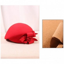 Berets Womens Beret French Beret Retro Large Flower Hat Beanie Cap for Ladies - Red - CA18L7NAYCR $17.30