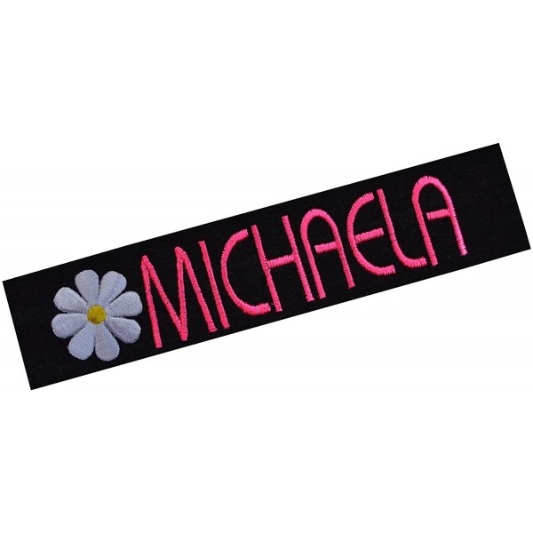 Headbands Personalized Daisy Girls Cotton Stretch Headband With Custom Name - Charcoal Band/Neon Pink Thread - CK1223X1J2B $1...