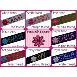 Headbands Personalized Daisy Girls Cotton Stretch Headband With Custom Name - Charcoal Band/Neon Pink Thread - CK1223X1J2B $1...