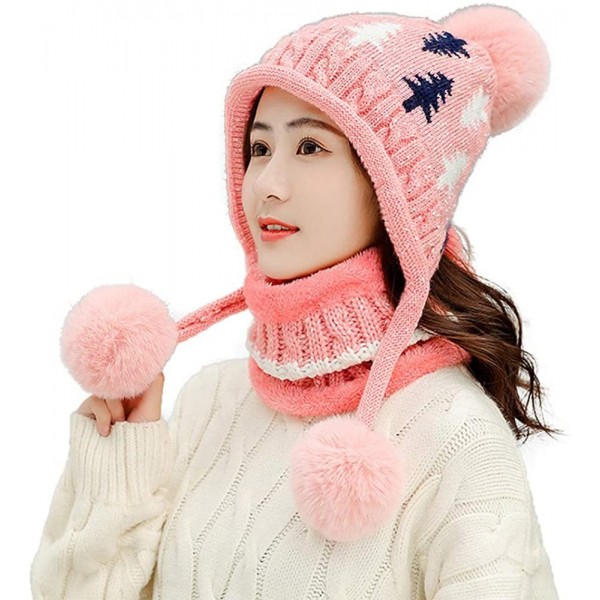 Skullies & Beanies Winter Knitted Earflap Outdoor Snowboard - Pink - CD18A9CDKS2 $15.88