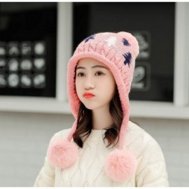 Skullies & Beanies Winter Knitted Earflap Outdoor Snowboard - Pink - CD18A9CDKS2 $15.88