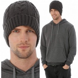 Skullies & Beanies Cuff Beanie Hat for Winter Men Cable Knit Cap - Cable Hat-grey - CI18IT45M0S $14.91