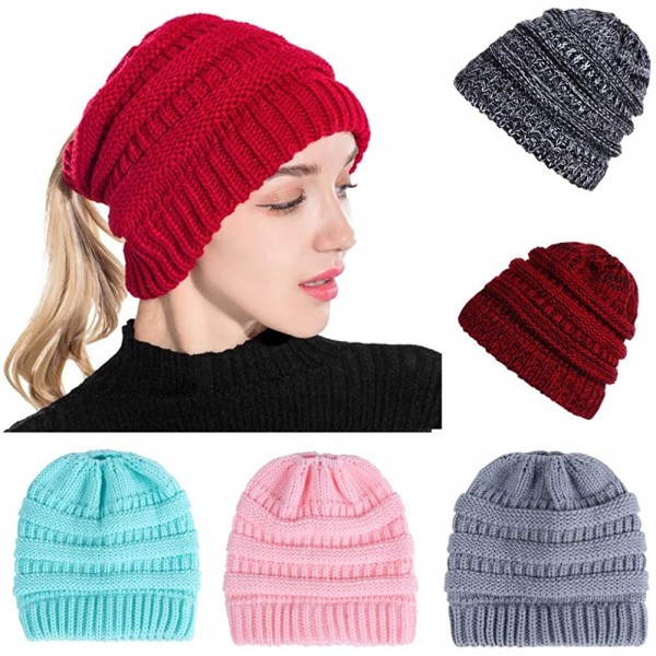 Womens Baggy Slouchy Beanie Tail Warm Fleece Skiing Knitted Cap Winter ...