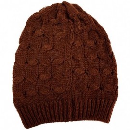 Skullies & Beanies Oversize Cable Knit Slouchy Beanie Cap Hat - Brown - CF116QXMPO1 $10.52