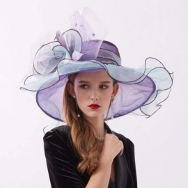 Sun Hats Women's Organza Kentucky Derby Tea Party Hat - Design 2 - Purple & Blue - CY18T03LQMH $17.80