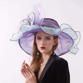 Sun Hats Women's Organza Kentucky Derby Tea Party Hat - Design 2 - Purple & Blue - CY18T03LQMH $17.80