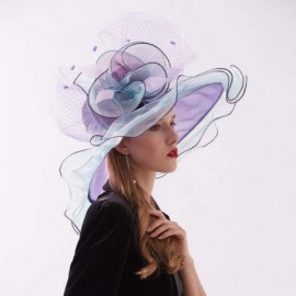 Sun Hats Women's Organza Kentucky Derby Tea Party Hat - Design 2 - Purple & Blue - CY18T03LQMH $17.80