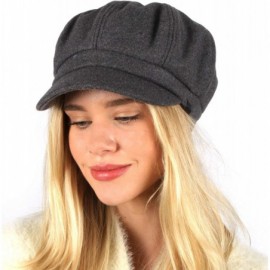 Newsboy Caps Women's Classic Visor Baker boy Cap Newsboy Cabbie Winter Cozy Hat with Comfort Elastic Back - Solid Charcoal - ...